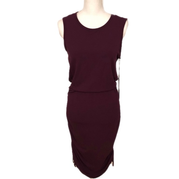 NWT Calvin Klein Dress Ruched Bottom Size 8 Plum Dark Purple Aubergine - Picture 3 of 9